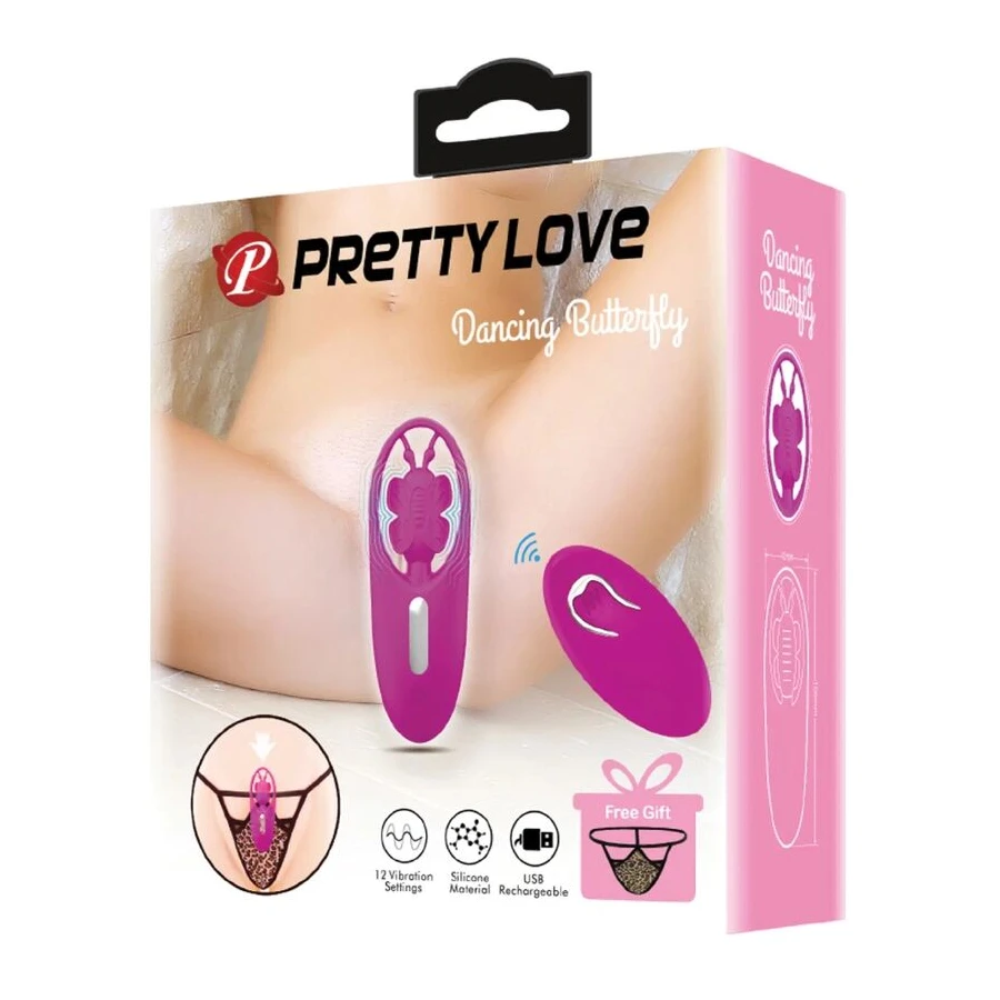 PRETTY LOVE - STIMOLATORE A FARFALLA PER MUTANDINE DANCING CON TELECOMANDO LILLA
